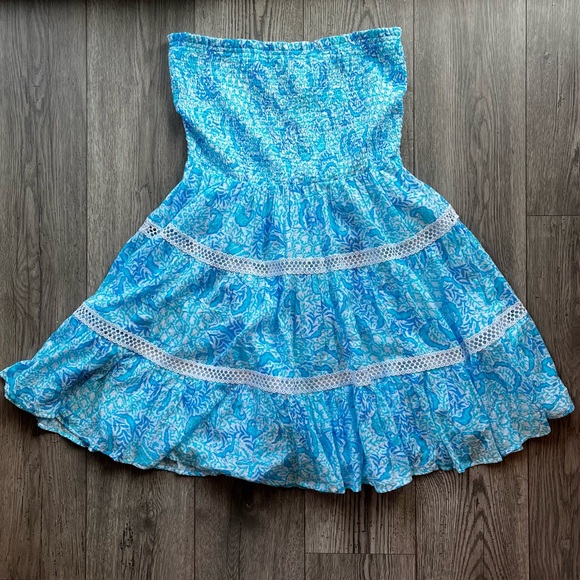 Lilly Pulitzer Kelvina Strapless Smocked Dress - White Goombay Grooves NWT XL - Picture 2 of 7